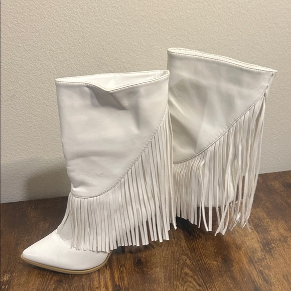 Shoes - White Fringe Women's Boots